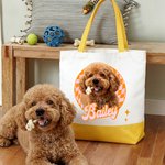 Personalized Oil Painting Pet Photo Checkered Large Capacity Tote Bag with Name Daily Use Birthday Gift for Pet Lovers Owners