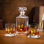 Henkilökohtainen Gold Golf Equipment Whiskey Decanter lasit lasit Coaster Set nimi Golf Club Syntymäpäivälahja Golf Lovers Whiskey Drinkersille