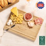 Personalized Monogram Initial Name Date  FSC Bamboo Engraved Charcuterie Cutting Board with Juice Groove Made in USA Wedding Gift for Couple Family