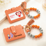 Personnalisé Personnalisé Personnage Cartoon Fleur de Naissance Bracelet Porte Clé Porte Carte avec Bracelet en Perles et Nom Cadeau d'Anniversaire pour les Enfants