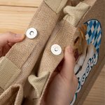 Personalised Oil Painting Style Pet Photo Checkered Jute Tote Bag with Name Daily Use Birthday Gift for Women Pet Owners