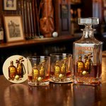Henkilökohtainen Gold Golf Equipment Whiskey Decanter lasit lasit Coaster Set nimi Golf Club Syntymäpäivälahja Golf Lovers Whiskey Drinkersille