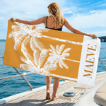 Personalised Fresh Palm Tree Oversized Quick Dry Beach Towel with Name Travel Essential Beach Party Birthday Gift for Women Girls