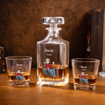 Personalized Cartoon Character Whiskey Decanter with Name Retirement Birthday Gift for Men Whiskey Lovers