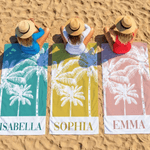 Personalised Fresh Palm Tree Oversized Quick Dry Beach Towel with Name Travel Essential Beach Party Birthday Gift for Women Girls
