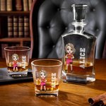 Personalised Ball Cartoon Character Whiskey Decanter with Name and Number Birthday Game Day Gift for Sport Lovers