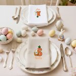 Personalized Cute Easter Bunny Carrot Linen Napkin with Name and Initial  Easter Spring Gift for Families Kids