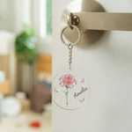 Personalizzato imitazione di cristallo stile nascita fiore portachiavi in acrilico con nome Festa della mamma regalo di compleanno anniversario per le donne
