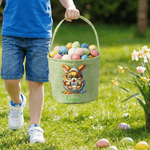 Personalized Funny Easter Bunny Eggs Plaid Easter Basket with Name and Ruffles Eggs Hunting Party Easter Gift for Kids