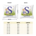 Taie d'oreiller personnalisée en forme de fleur de lapin multicolore avec nom et initiale Cadeau de fête de Pâques pour enfants