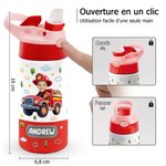 Bouteille d'eau isotherme personnalisée avec photo et nom Bouteille avec paille et couvercle Cadeau d'anniversaire pour garçon fille