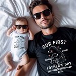 T-Shirt ou Onesie Bébé Personnalisé avec Noms Motif Ours Papa Bébé Vêtements Assortis 100% Coton Cadeau pour Nouveau Papa Bébé