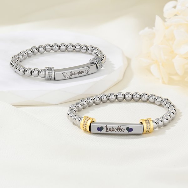 Personalised Delicate Heart Wings Bracelet with Name Meaningful Birthday Festival Gift for Kids Mom Grandma
