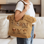 Henkilökohtainen Highland Cow Canvas Kangas Kangaskassi kanssa 1-8 nimet ja otsikko Travel Essentials Äitienpäivä lahja äidille isoäidille