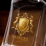 Personalized Vintage Golden Shield Initial Whiskey Decanter with Name Father's Day Birthday Gift for Men Whiskey Lovers