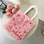 Personalised Hand Painted Flower Tote Bag with Name Daily Use Travel Essential Birthday Gift for Woman Girl