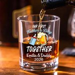 Personalised Cute Milk Bottle and Beer Mug Design 10 oz Whiskey Glass with Name and Year Home Decor Our First Father's Day Gift for Dad Wine Lovers