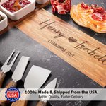 Personalized Engraved Name and Date Acacia Marble 11 Pcs Cutting Board Coaster Set with Bowl and Spoon Made in USA Housewarming Gift for Family
