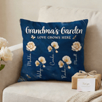 Personalized Birth Flower Soft Throw Pillow Cover with Name Home Decor Mother's Day Birthday Gift for Mom Grandma