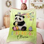 Personalised Don't Touch My Easter Eggs Animal Soft Throw Blanket with Name Easter Egg Hunting Easter Party Favors Gift for Kids