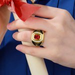 Personalized Birthstone Zodiac Mascot Sterling Silver Signet Ring with Engraved Text Anniversary Graduation Gift for High School University Graduates