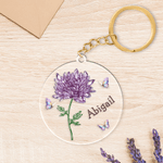 Personalizzato imitazione di cristallo stile nascita fiore portachiavi in acrilico con nome Festa della mamma regalo di compleanno anniversario per le donne
