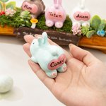 Personalized Cute Family Bunny Tree Stump Figurines with 2-8 Names and Text Home Decor Holiday Christmas Gift for Family Grandmother Grandfather