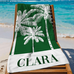 Personalised Fresh Palm Tree Oversized Quick Dry Beach Towel with Name Travel Essential Beach Party Birthday Gift for Women Girls