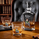 Personalized Cartoon Character Whiskey Decanter with Name and Year Father's Day Retirement Gift for Fathers Bartenders