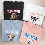 Personlig brodert hund mamma kjæledyr portrett foto T-skjorte genser hettegenser med år mors dag bursdagsgave til mamma kjæledyrelsker eiere