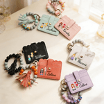 Personnalisé Personnalisé Personnage Cartoon Fleur de Naissance Bracelet Porte Clé Porte Carte avec Bracelet en Perles et Nom Cadeau d'Anniversaire pour les Enfants