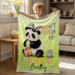 Personalised Don't Touch My Easter Eggs Animal Soft Throw Blanket with Name Easter Egg Hunting Easter Party Favors Gift for Kids