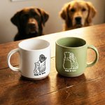 Personalised Line Girl and Her Dog 12 oz Ceramic Coffee Mug with Handle and Engraved Names Home Office Drinkware Pet Memorial Gift for Pet Lover