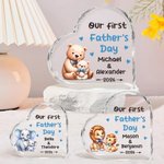 Placa acrílica personalizada con el nombre y el año de un simpático animal en forma de corazón Decoración para el hogar Primer regalo de cumpleaños del Día del Padre para el bebé Papá