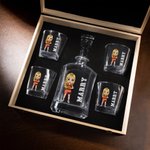Personalised Ball Cartoon Character Whiskey Decanter with Name and Number Birthday Game Day Gift for Sport Lovers