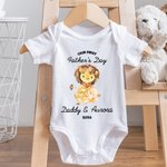 Personalized Cute Parent-child Lion 100% Cotton Baby Bodysuit Matching Adult T-shirt with Name and Year First Father's Day Gift for Newborn New Dad