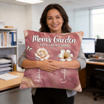 Personalized Birth Flower Soft Throw Pillow Cover with Name Home Decor Mother's Day Birthday Gift for Mom Grandma