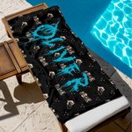 Toalla de playa de gran tamaño, de secado rápido, con nombre, personalizada, con diseño de metal pesado, esencial para viajes, para fiestas en la playa, regalo de cumpleaños para los amantes del punk 