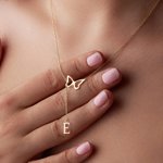 Personalised Minimalist Butterfly Necklace with Letter Dainty Jewellery Mother's Day Birthday Anniversary Party Gift for Women