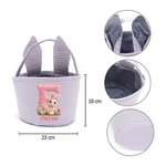 Panier de Pâques à rayures personnalisé avec oreilles de lapin initiale et nom - Effet impression 3D simulé - Cadeau pour enfants