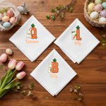Personalized Cute Easter Bunny Carrot Linen Napkin with Name and Initial  Easter Spring Gift for Families Kids