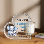 Placa acrílica personalizada con el nombre y el año de un simpático animal en forma de corazón Decoración para el hogar Primer regalo de cumpleaños del Día del Padre para el bebé Papá