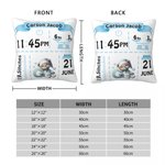 Personalized Cute Bear Pattern Initial Soft Throw Pillow Cover with Name and Birth Information Nursery Room Decor Birthday Gift for Newborns