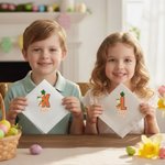 Personalized Cute Easter Bunny Carrot Linen Napkin with Name and Initial  Easter Spring Gift for Families Kids