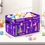 Personalized Cute Balloon Peter Rabbit Word Cloud Reusable Easter Storage Basket with Name and Handle Daily Use Easter Gift for Boys Girls