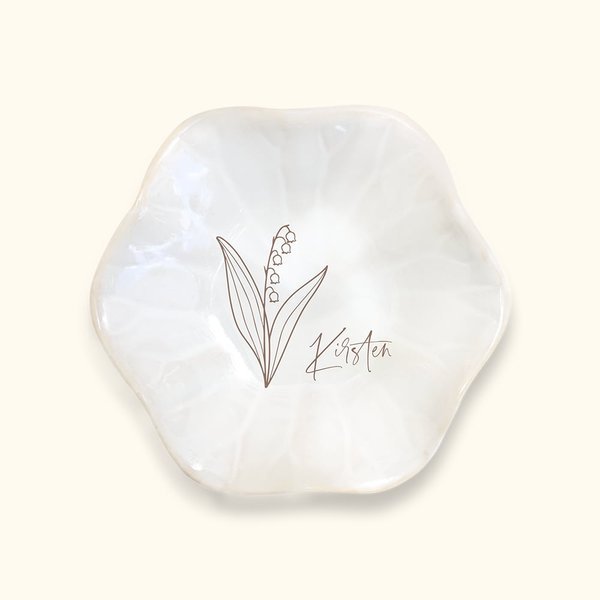 Gepersonaliseerde Keramische Geboorte Bloemen Sieraden Schotel met Naam Huwelijk Verloving Verjaardag Moederdag Cadeau voor haar