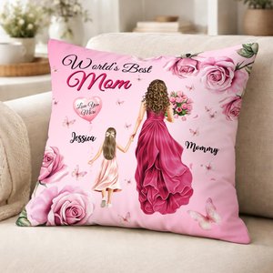 Henkilökohtainen Rose Cartoon Äiti Kid Pehmeä heittää tyynyn kansi nimi Home Decor Äitienpäivä lahja äidille isoäiti
