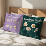 Personalized Birth Flower Soft Throw Pillow Cover with Name Home Decor Mother's Day Birthday Gift for Mom Grandma