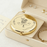 Personalised Birth Flower Portable Folding Pocket Makeup Mirror with Name Mother's Day Wedding Birthday Gift for Bridesmaid Woman