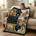 Personalisierte Herz Pfote drucken Haustier Foto warme Decke mit Namen und Jahr Memorial Trauerfall Geschenk für Hundebesitzer